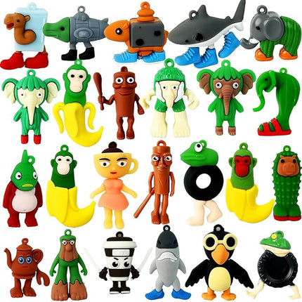 24PCS Tralalero Tralala Action Figure,Tung Tung Sahur Meme Unique Action Figures Decorations Gifts,Brainrot Meme Shark Figures Toys 2.5in, Toys Desktop Decor (Yellow)