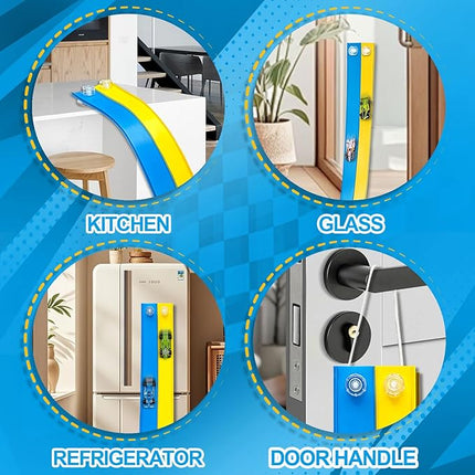 Flexible Race Track Toys for Kids 15 Ft with 4 Cars & Suction Cups, Portable Double Lane Racetrack Compatible with Hot Wheels & 1/64 Diecast Cars, Fun Car Ramp Track Set for Ages 3+(Blue & Yellow)