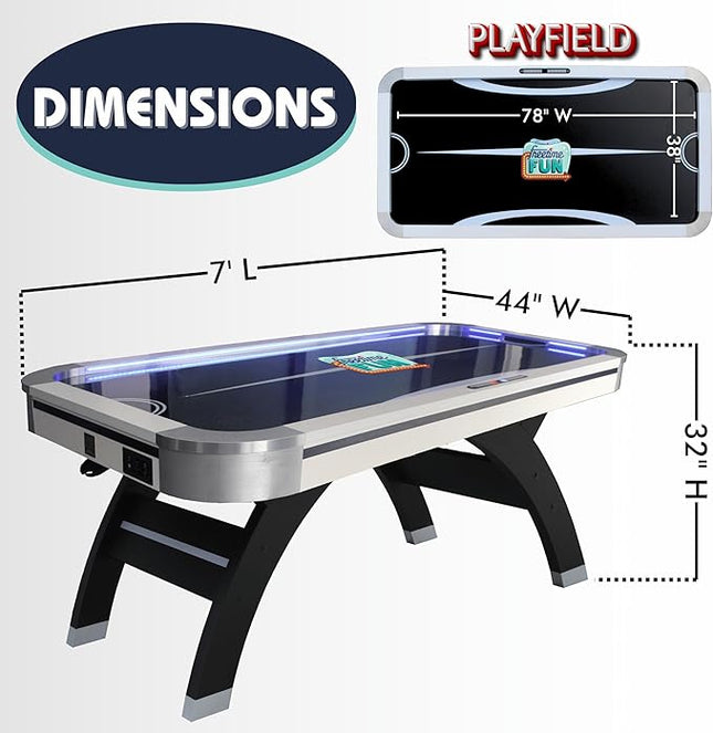 Freetime Fun Air Hockey Table 7 ft Game Table for Adults Light Up - Full Size Arcade Air Powered Indoor LED Hockey Table for Game Room