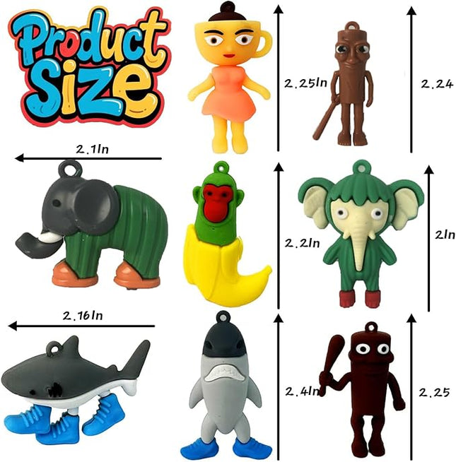 Tralalero Tralala Action Figure,Tung Tung Sahur Meme Unique Action Figures Decorations Gifts, Toys Desktop Decor 12PCS(Brown)