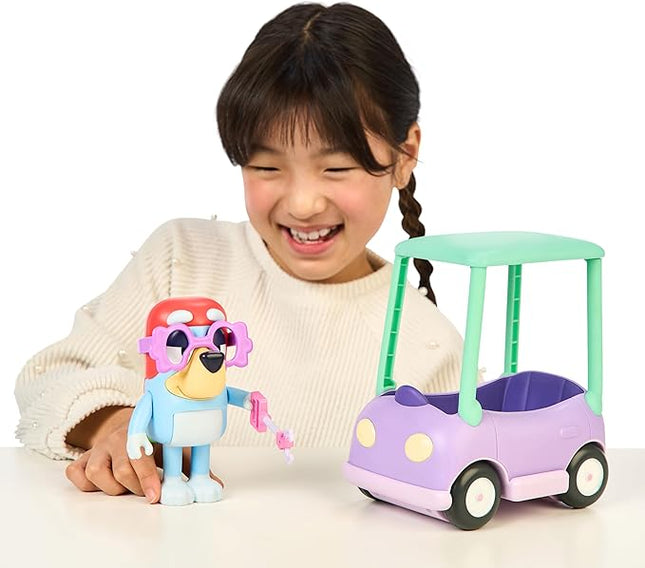 Bluey Grannies Car Coupe Chat Mates Playset, Talking Janet Kids Toy with Removable Blanket, Glasses, Interactive Toys Figures Set, Ages 3+