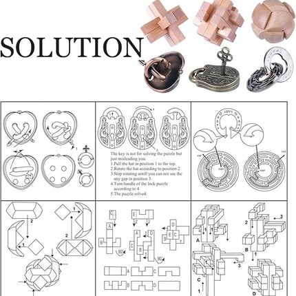 Brain Teaser Puzzle for Adults Puzzles Metal Hole Lock Adult Educational Toy Jigsaw IQ Puzzle（6 Pack） (Silver)