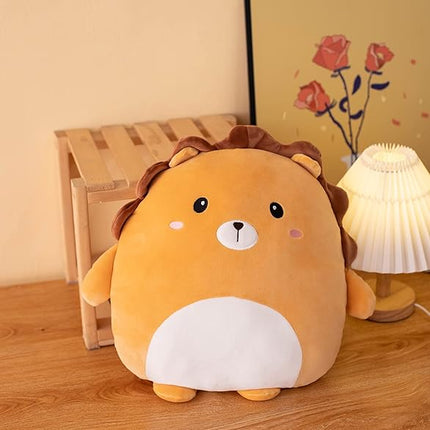 Soft Flat Lion Plush Hugging Pillow Cute Brown Lion Stuffed Animal Plushies Toys Kids Anime Cushion for Birthday, Valentine's Day, Christmas...16.5 Inch