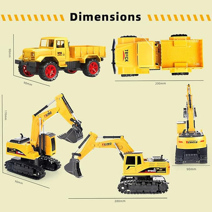 Remote Control Excavator & Dump Truck Toy for Kids(Set of 2) with Lights and Sounds,Construction Vehicles RC Trucks Toys for Boys Kids 3 4 5 6 7 8 9 10 Year…