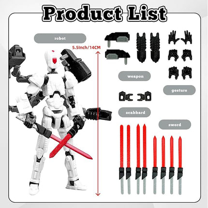 Assembly Completed T13 Action Figure，T13 mision 13 figuras originales 3D Printed Toys Nova 13 Action Figures Desktop Decorations for Game Lovers Toy (White, 5.5 Inch)