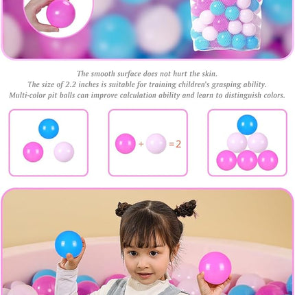 Ball Pit Balls Pack of 100 200 500 - Star and Round Set BPA Free Phthalate Free Non-Toxic Crush Proof Play Balls Soft Plastic Balls for Toddlers Baby Kids Birthday Pool Tent Party
