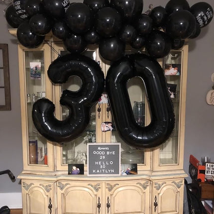 Smlpuame 40 inch Number Balloon 0-9 Black Large Number 9 Balloons,Digital Balloons for Birthday Party Celebration Decorations Supplies, Helium Foil Number Balloons for Wedding Anniversary