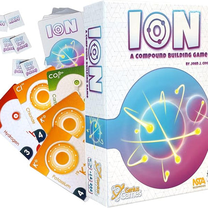 Genius Games Ion: A Compound Building Game (2nd Edition) - A Chemistry Card Drafting Game About Cations, Anion, Noble Gases - Science Accurate Board Game for High School Students, Teachers and Adults