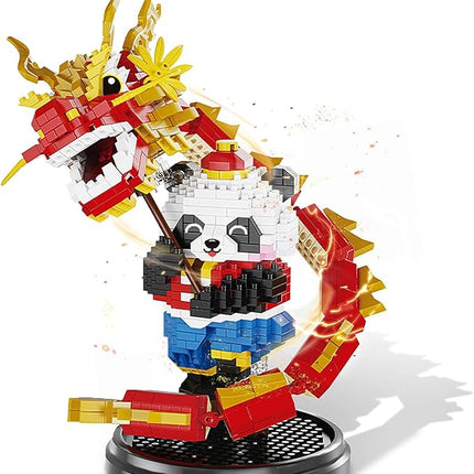 Dargon Dance Panda Building Blocks Set, 1168PCS Micro Mini Building Blocks, Panda Toys for Adults and Kids