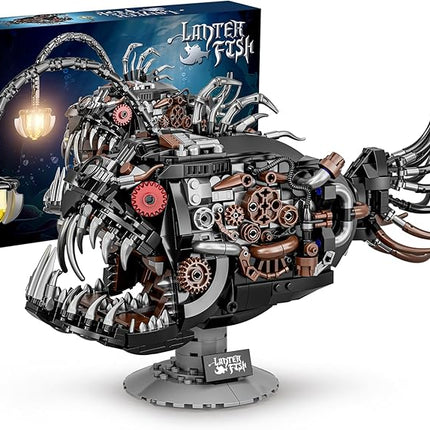 Ideas Mechanical Lantern Fish Building Blocks Set Compatible with Lego Collectible for Ocean Lovers, Perfect as an Office or Home décor for Adults. STEM Construction Gift for Boys Aged 8-16 1038PCS