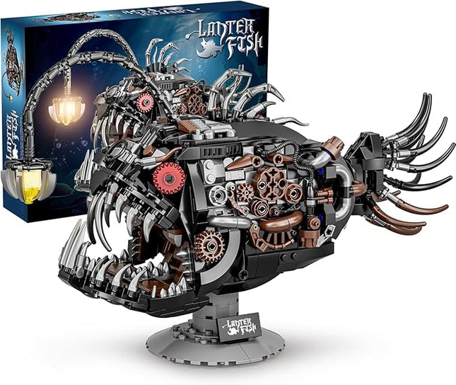 Ideas Mechanical Lantern Fish Building Blocks Set Compatible with Lego Collectible for Ocean Lovers, Perfect as an Office or Home décor for Adults. STEM Construction Gift for Boys Aged 8-16 1038PCS