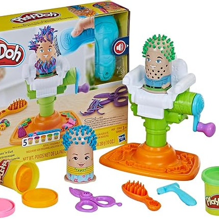 Play-Doh Buzz 'n Cut Fuzzy Pumper Barber Shop Set, Electric Buzzer, 5 Colors of 2-Ounce Cans, Preschool Toys, Christmas Gifts Girls & Boys, Ages 3+ (Amazon Exclusive)