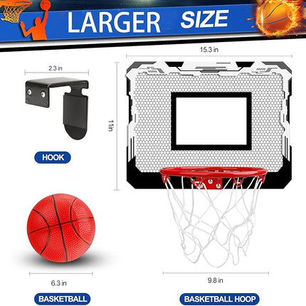 Indoor Mini Basketball Hoop Set, Upgrade Wall Mount Basketball Hoop for Wall Yard Outdoor, Over Door Room Hoops Game with 4 Balls Shatter Resistant Backboard -Complete Accessories Included