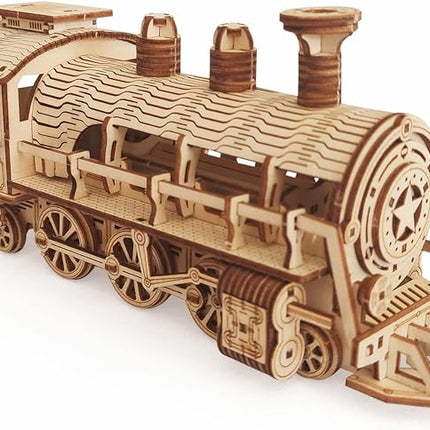 3D Wooden Puzzle - DIY Mechanical Steam Train Model Kits - Wood Crafts Vehicle Building Model - Wooden STEM Brain Teaser Puzzle - Steam Train Christmas Birthday Gifts for Adults & Teens