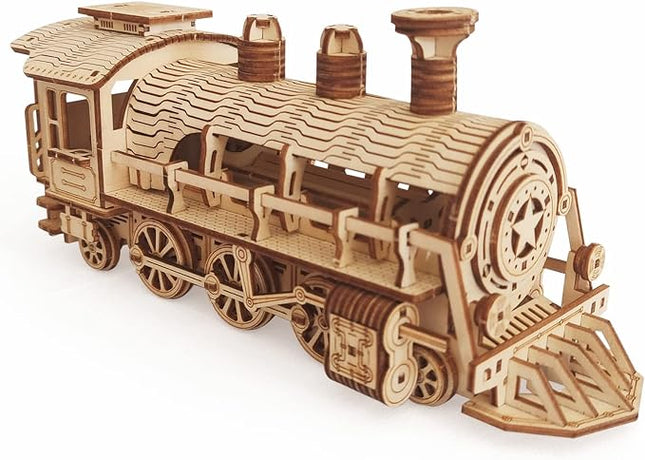 3D Wooden Puzzle - DIY Mechanical Steam Train Model Kits - Wood Crafts Vehicle Building Model - Wooden STEM Brain Teaser Puzzle - Steam Train Christmas Birthday Gifts for Adults & Teens