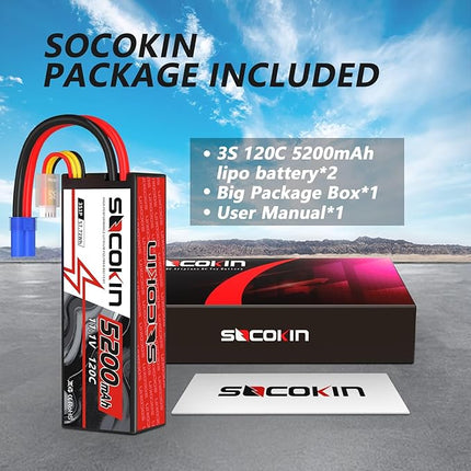 3S 5200mAh Lipo Battery 11.1V EC5 Connector Lipo Battery for RC Car Losi RC Truck RC Boat RC Model 120C Hard Case