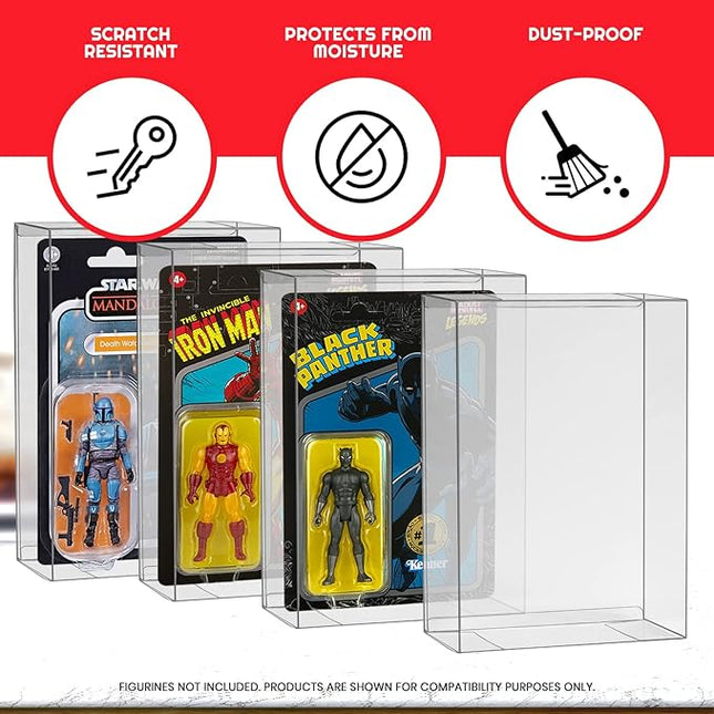 EVORETRO Action Figure Display Case Protector Compatible with Star Wars, Marvel Legends & GI Joe (Carded) 3.75'' Figurine 6/9, 44MM Depth