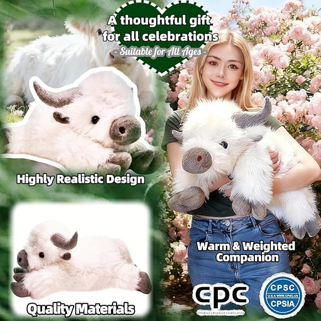 uoozii 24" | 5 Pounds Highland Cow Weighted Stuffed Animals with Removable Unscented Microwavable Pouch, Cute Coolable Warmable Weighted Plush Gift for Kids & Adults