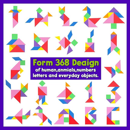 Travel Tangram Puzzle with 2 Sets Magnetic Jigsaw Boards & 368 Patterns and Solutions, Montessori STEM Airplane & Road Trip Games, Educational Brain Teaser Toy Gift for Kids & Adults