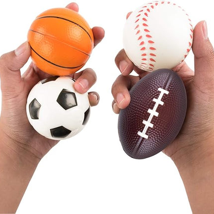 Super Z Outlet Mini Foam Sports Balls for Kids Adults Mini Baseball Football Basketball Soccer Stress Bulk Toy Game Party Decoration Relaxable (Assorted) - Pack of 12