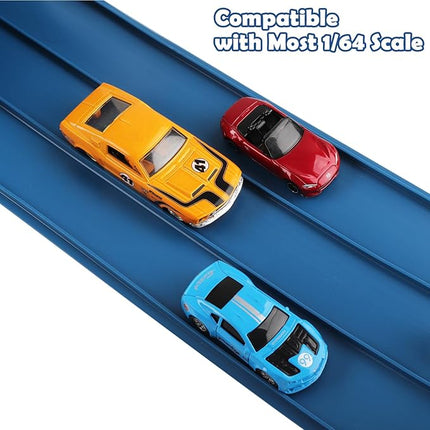 3-Lane Flexible Race Track for Kids 15ft Race Car Track Compatible with Hot Wheels, Matchbox and Diecast 1/64 Scale Cars, Flexible Car Track Race Ramp Toy with Strong Suction Cups