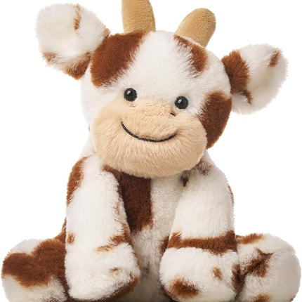 Hopearl Adorable Plush Cow Toy Floppy Dairy Cattle Soft Stuffed Animal Cute Birthday Gifts for Boys Girls Kids Toddlers, Dark Brown, 9''