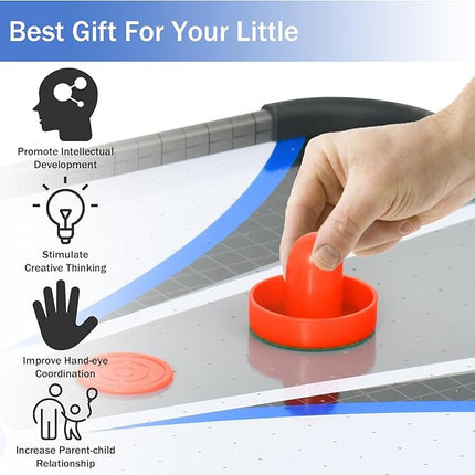 Table Top Air Hockey Table for Kids, 32” Mini Tabletop Air Hockey Game w/Electric Motor Fan, 2 Pushers and 2 Air Hockey Pucks, Great for Playing on The Floor, Tabletop
