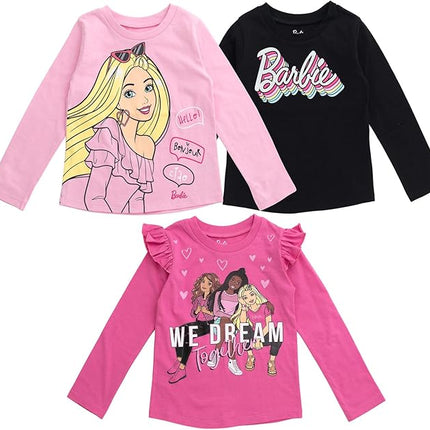 Barbie Girls 3 Pack T-Shirts Toddler to Big Kid