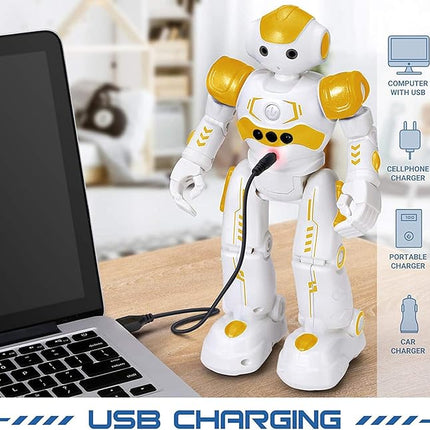 KingsDragon RC Robot Toys for Kids, Gesture & Sensing Programmable Remote Control Smart Robot for Age 3 4 5 6 7 8 Year Old Boys Girls Birthday Gift Present,Yellow