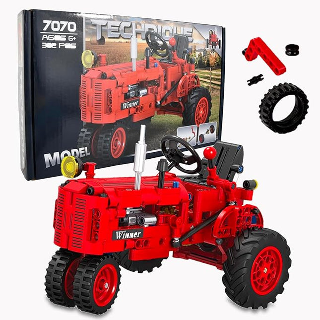 TOMAZON 302Pcs Building Blocks Toy Set Classic Farm Tractor Models for Kids, Construction Engineering Kit for Boys & Girls Ages 8-12 Years Old (Farm Tractor)