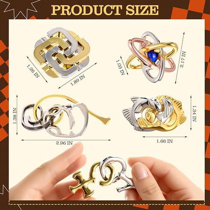 Yilloog 24 Pcs Metal Brain Teaser Puzzles Assortment for Adults Difficult Magic Puzzles Highly Hard Brain Games Iq Logic Test Disentanglement Game for Classroom Mind Challenge (Funny)