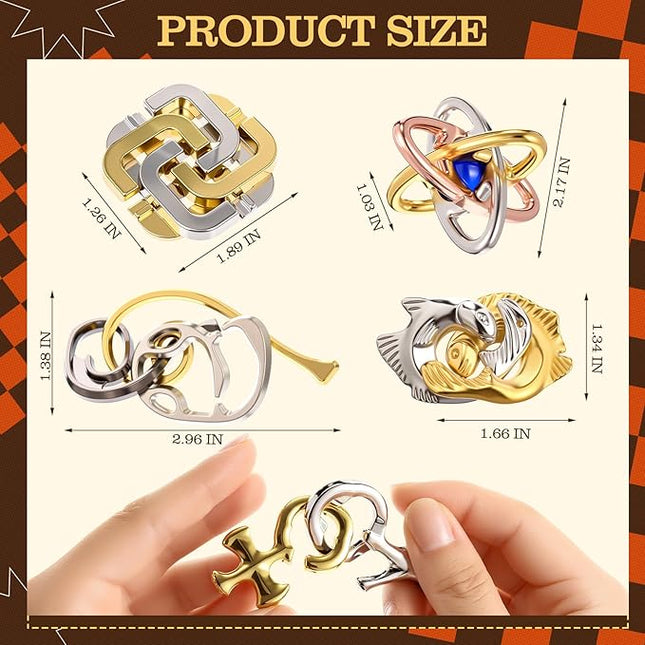 Yilloog 24 Pcs Metal Brain Teaser Puzzles Assortment for Adults Difficult Magic Puzzles Highly Hard Brain Games Iq Logic Test Disentanglement Game for Classroom Mind Challenge (Funny)