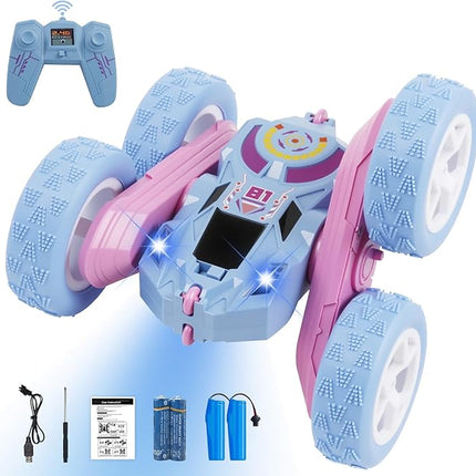 Remote Control Car, RC Cars Toys for Kids Ages 6-12, 2.4GHz RC Stunt Truck with 360° Double-Sided Flips, 4WD Off-Road Racing, Christmas Birthday Gifts for 3 4 5 6 7 5-7 6-8 8-10 Year Old Boys Girls