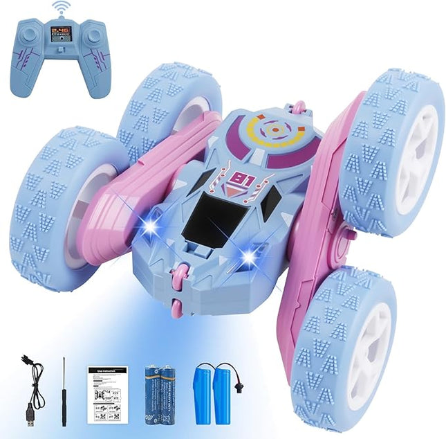 Remote Control Car, RC Cars Toys for Kids Ages 6-12, 2.4GHz RC Stunt Truck with 360° Double-Sided Flips, 4WD Off-Road Racing, Christmas Birthday Gifts for 3 4 5 6 7 5-7 6-8 8-10 Year Old Boys Girls