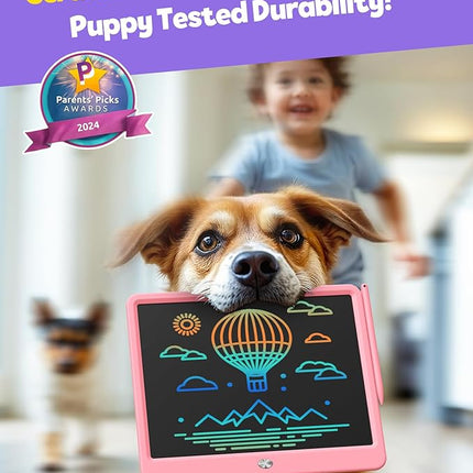 TEKFUN LCD Writing Tablet for Kids Girls Toys, 12 Inch Erasable Drawing Tablet Doodle Board Colorful Doodle Pad, Gifts for Toddlers Girls Adults (Pink)