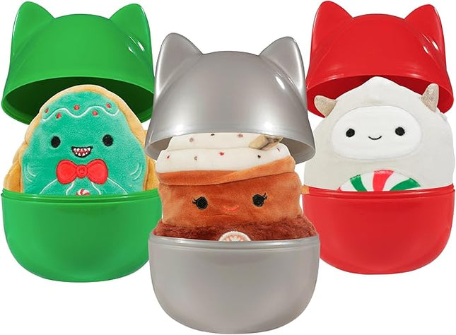 Squishmallows Original 4-Inch Christmas Mystery Capsules (3 Pack) Official Jazwares Mini Plush - Collectible Soft & Squishy Stuffed Animal Toy - Add to Your Squad - Gift for Kids, Girls & Boys
