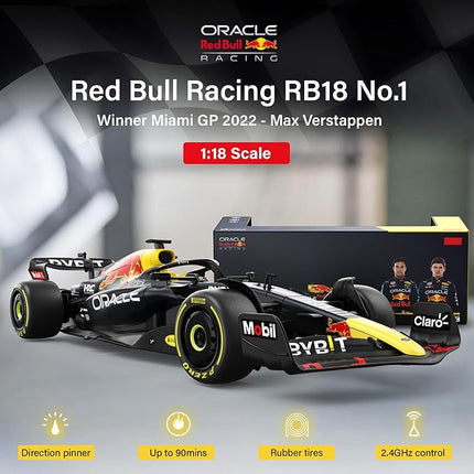 Voltz Toys Authentic Licensed 1:18 F1 RedBull Rb18 Car Remote Control Car - F1 Collection RC car Series for Kids and Adults - 2.4GHz RC Car for Gift (1:18 RedBull Rb18(NO.1))