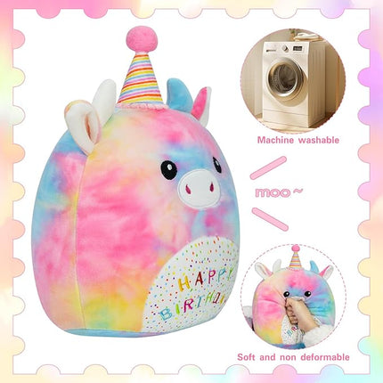 Cow Stuffed Animal Cow Plush Toys 14 Inch Soft Unicorn Plushies Pillow Cute Rainbow Plushies Room Decoration Birthday Gifts for Kids Toddlers Girls and Boys