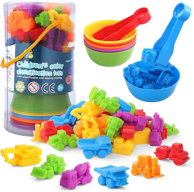 RAEQKS Counting Sorting Toys Matching Stacking Games with Bowls Sensory Preschool Learning Activities Educational Montessori Stacking Toy Gifts Sets for Kids Aged 3 4 5 Years Old Boys Girls
