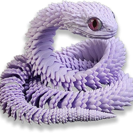 20.2 Inch 3D Printed Snake Toys,3D Printed Animals,3D Printed Toys,3-D Print Articulated Viper Collectible for Home Office Executive Desk Decoration (Purple)