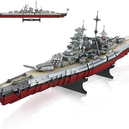 NUTCRACKER Battleship Bismarck Building Block Set - Large MOC Military World-Bismarck Class Battleship Model, Collectible Display Battle Ship Boat Toys Sets for Adults Teens Boys 14+ (2081Pieces)