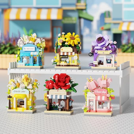 Lilies Mini Flower Shop Building Toy Street City Store View Micro House Toys Festival Blocks Set for Home Decor Gifts