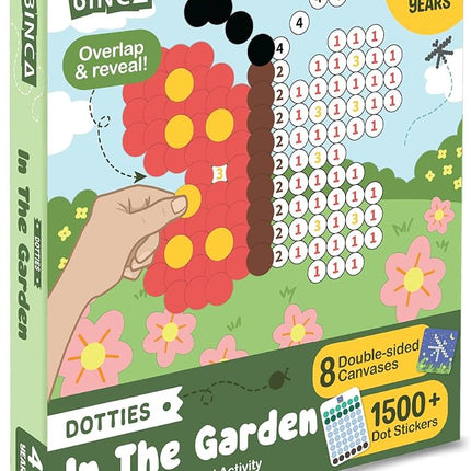 BINCA Dotties Dot Art Activity Kit, 1500+ Stickers, 8 Garden Animals Mess-Free Activities, DIY Dot Sticker Art for Toddlers, Kids Travel Activities, Craft Kits & Gifts for Boys & Girls Ages 4,5,6,7