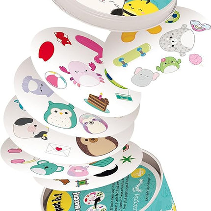Spot It! Squishmallows | Fun Card Game for Kids and Adults | Featuring Mila The Elephant or Cailey The Pink Crab and More | Licensed Squishmallows Game