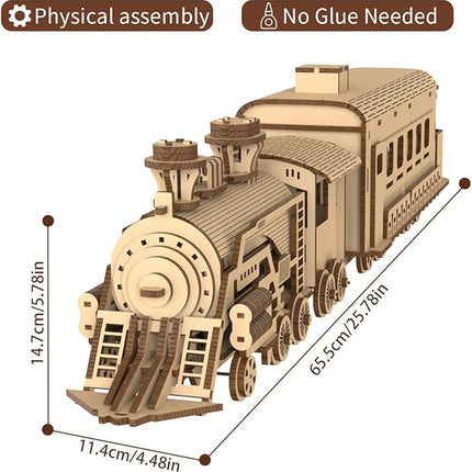3D Wooden Puzzles for Adults, 242 PCS 3D Puzzles for Adults- Brain Teaser Wooden Puzzles for Father/Son, Gifts for Fathe/Son, Decompression 3D Puzzle Wood Models Kits (2.Locomotive Train)