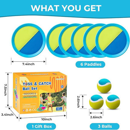 Kids Toys - Outdoor Games, Beach Toys, Toss and Catch Ball Set, Perfect Beach Games Sets Playground Sets for Backyards Easter Gifts for Kids (Light Blue)