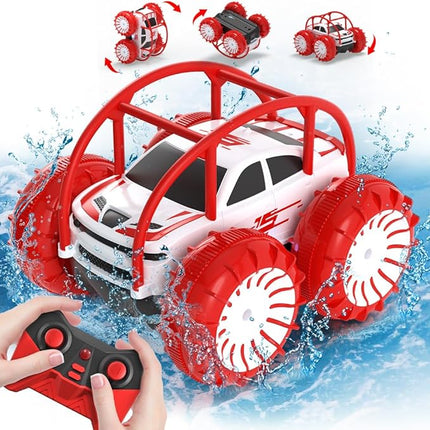 MaxTronic Amphibious Remote Control Car,Rechargeable RC Cars Toy 360° Flips Rotation Stunt Crawler 15KM/H 4WD All Terrain Outdoor Indoor Toy for Kids Boys Girls 3-12
