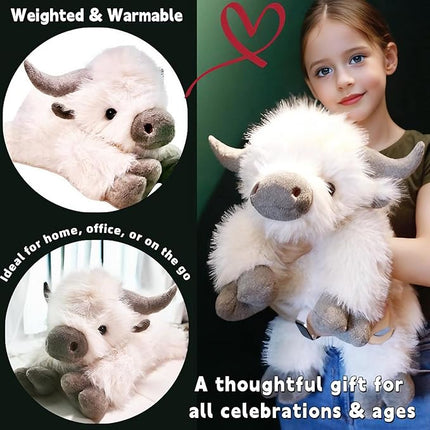 uoozii 24" | 5 Pounds Highland Cow Weighted Stuffed Animals with Removable Unscented Microwavable Pouch, Cute Coolable Warmable Weighted Plush Gift for Kids & Adults