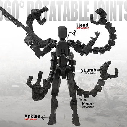 2PCS T13 Action Figure Already Assembled, 3D Printed Multi-Jointed Movable Robot 13 Action Figures Desktop Decorations for Game Lovers Toy, for Collectors Desktop Decorations (Black White)