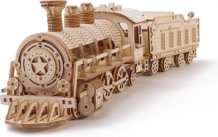 3D Wooden Puzzles, Wooden Puzzles Train for Adults and Teens, Educational Brain Teaser Assembly 3D Model Trains, Gifts for Christmas/Birthday（Luxury Steam Train）